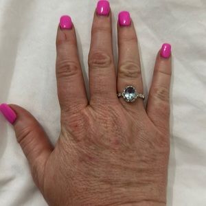 Sterling icy blue ring with diamond sapphire accents size 7